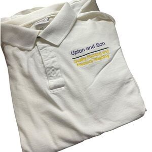 Anvil White Polo Shirt with Embroidered Logo new never worn size XL see pic